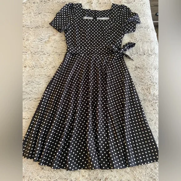 Dresses | 5s Style Black Polka Dot Dress For Women Size Medium | Poshmark